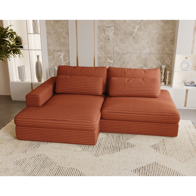 Teirra 2 Seater Sofa Bed, Orange, Left Hand Facing