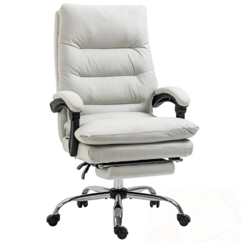 Fauteuil inclinable chauffant et massant avec repose-pieds, Blanc, crème, Argent argent