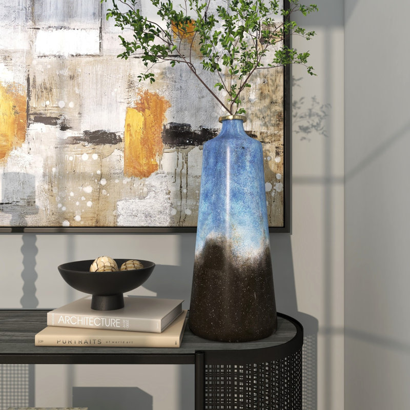 Vase de table en verre Deepanshi, H 19,95 po x l 8,45 po x P 8,45 po