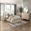 Table de chevet 2 tiroirs en chêne clair, mobilier de chambre moderne avec ports de recharge et plateau en marbre