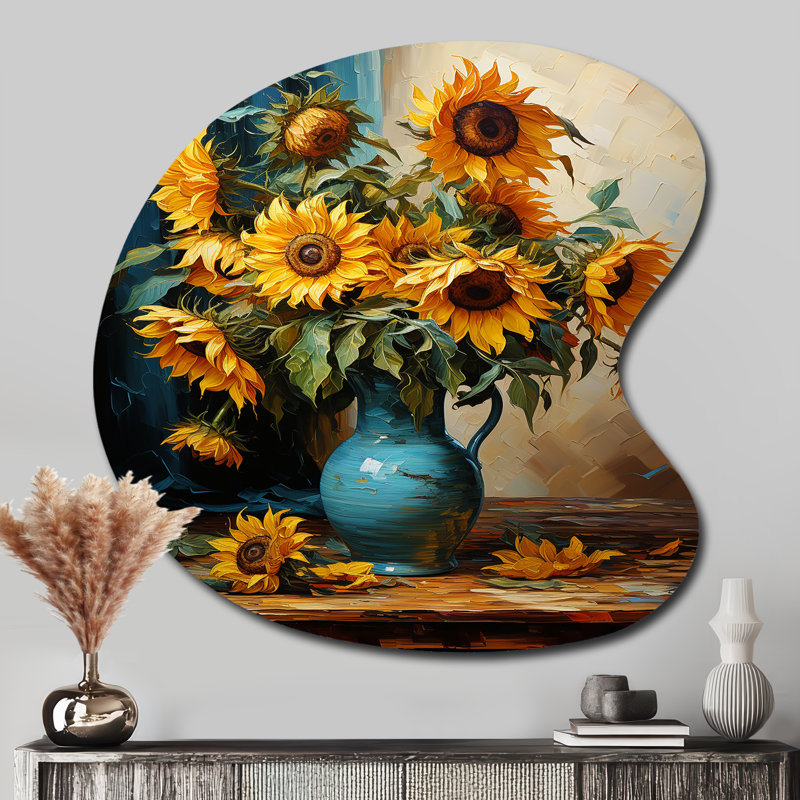 Chef-d'œuvre de tournesols par Van Gogh II - art mural asymétrique en forme de goutte, H 33 po x l 33 po