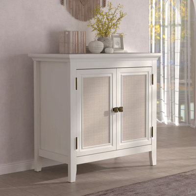 Armoire de rangement, armoire de cuisine avec portes en rotin, armoire d'appoint avec tablette de rangement réglable, armoire de rangement en bois pour couloir, salle à manger, salon