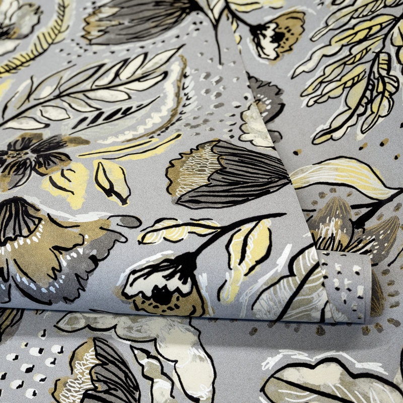 Pepper Embossed Wild Flower Felice Wallpaper Roll, Silver