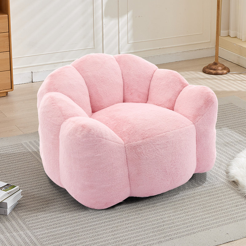 Canapé à compression pour adultes avec anneau de traction Lotus, Fausse fourrure rose
