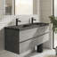 Meuble-lavabo mural double 60 po avec plateau en pierre noir mat et plateau en céramique 60 po, 4 tiroirs Modern-1835428152-1835428163