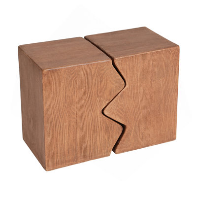 Side Table, Set Of 2 Rectangular Outdoor Side Tables, Decorative Garden Stools For Indoor Outdoor, Accent Table,Patio Side Table,Nesting End Table,Faux Wood Natural Color