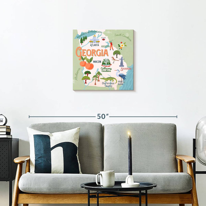 Aliaz State Maps - Georgia Attractions, 20" H x 20" W