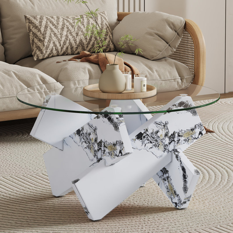 Table basse Lexghi, Blanc, Clear