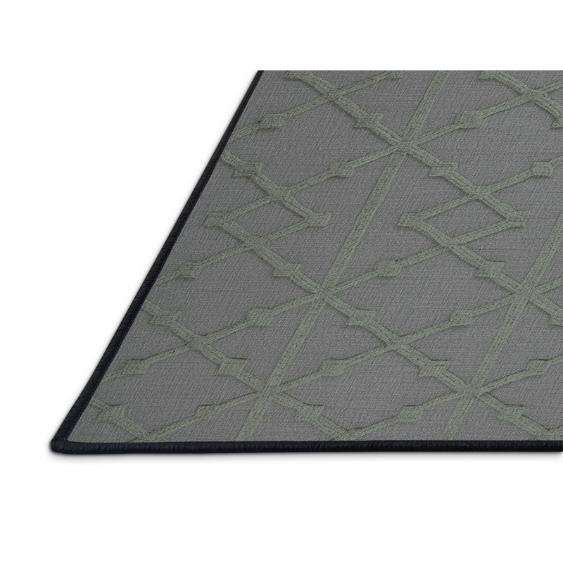 Tapis gris en treillis lavable à la machine, Rectangle 5 pi x 7 pi