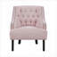 Fauteuil d'appoint de salon en chenille rose chaud capitonné à boutons en bois massif de L 28 po x l 30 po x H 34 po-2145471849