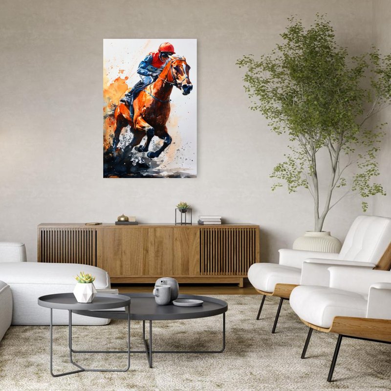 «Dynamic Horse Racing», reproduction d'art murale cheval contemporain, H 48 po x l 32 po