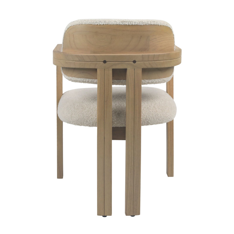 Nathaniel Polyester Blend Upholstered Dining Chair, Off-White Boucle/Natural