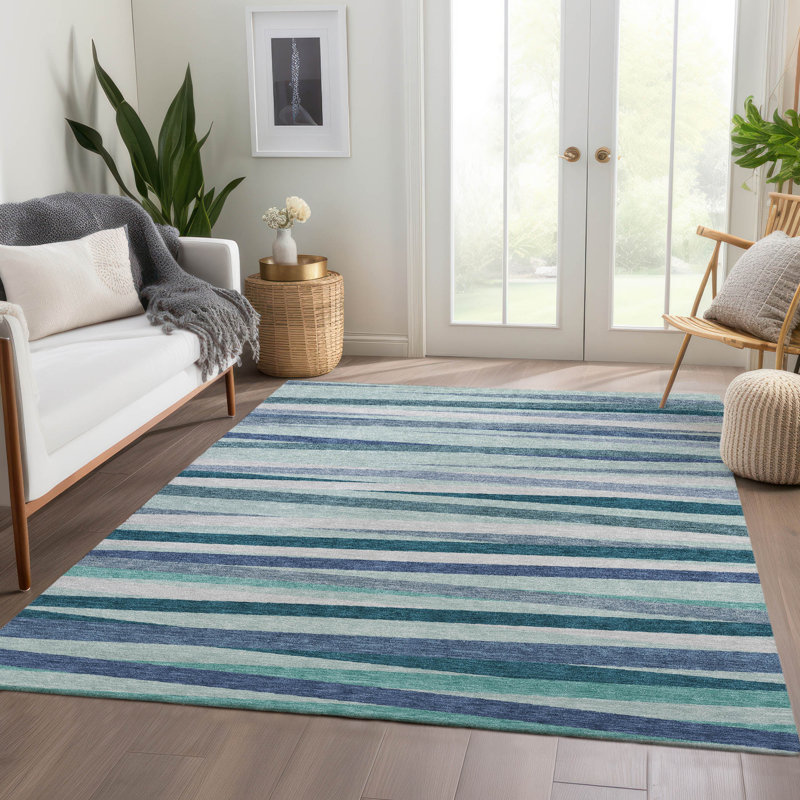 Premium Machine Washable Natoma AMF997 Stripes Rug, Rectangulaire 8 pi x 10 pi