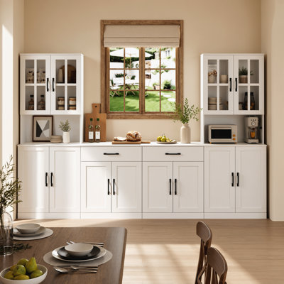  Armoire de rangement murale en bois avec portes en verre H 71 po x l 94,5 po