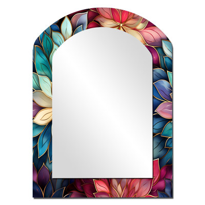 Motif bohémien marocain, paysage de rêve, miroir bohème floral sur métal