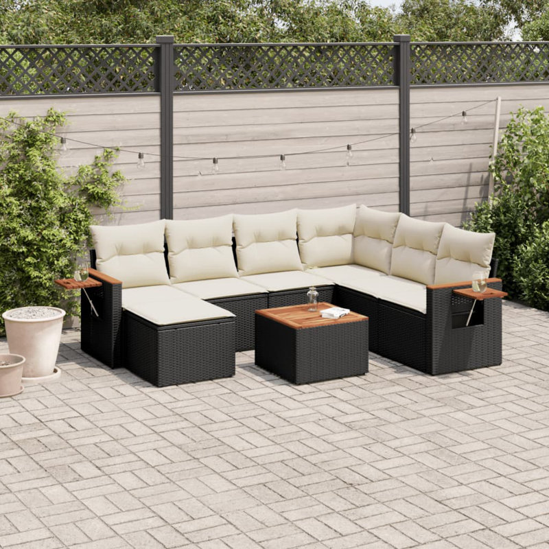 Ensemble de canapé de jardin Vidaxl noir, blanc crème
