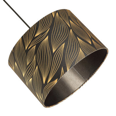 20cm H Cotton Blend Drum Lamp Shade ( Screw On ) in Gold