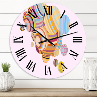 Illustration 3D de sphères multicolores II - horloge murale moderne