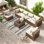 Ensemble de conversation modulaire en rotin avec table basse