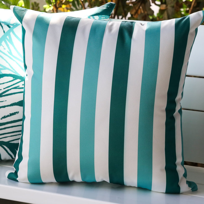 Striped Outdoor Throw Pillow, Green, 20" X 20"