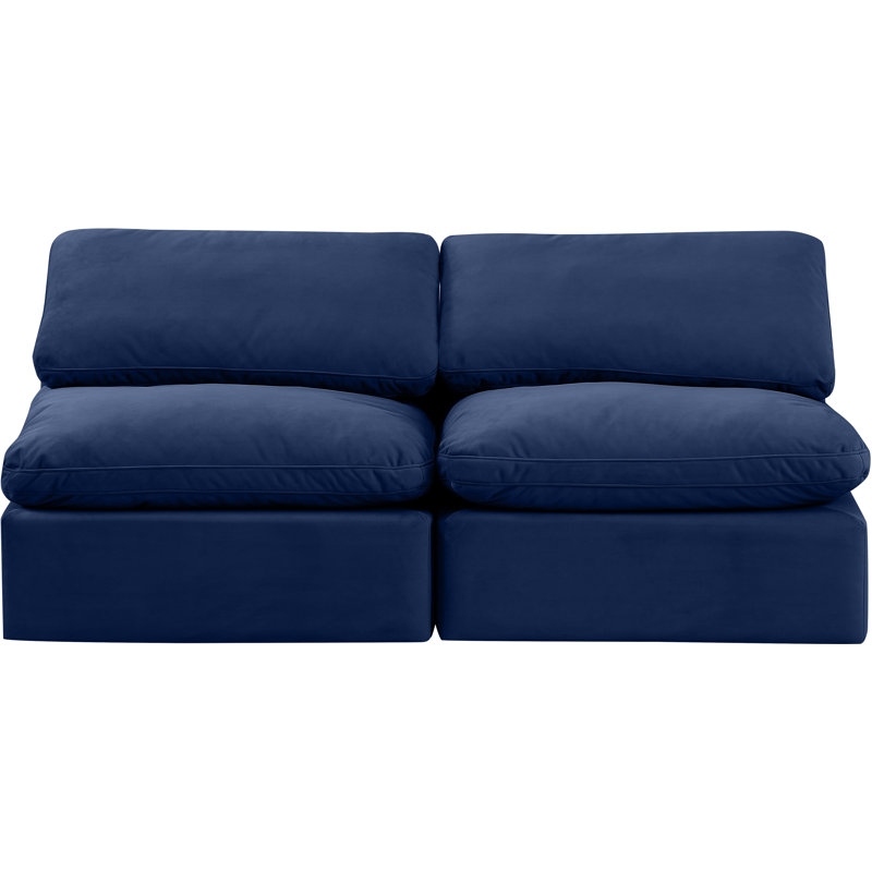 Causeuse rembourrée Hinami, Velours bleu marine