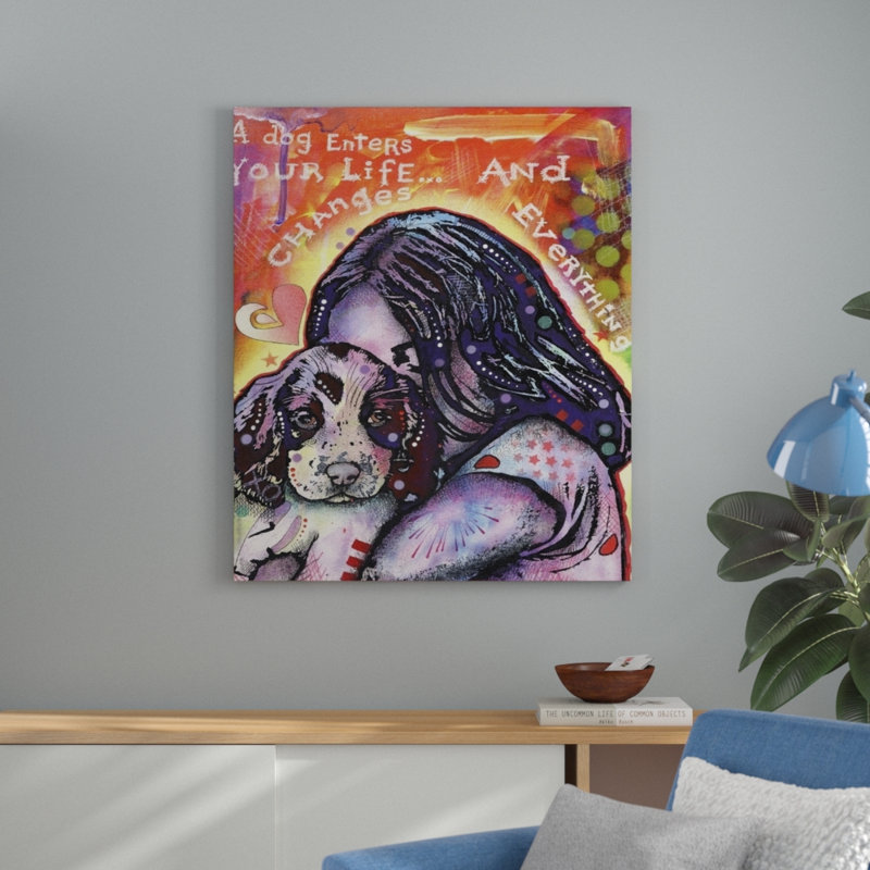 « a dog changes everything », impression, H 28 po x l 24 po x P 1 po, Cadre blanc