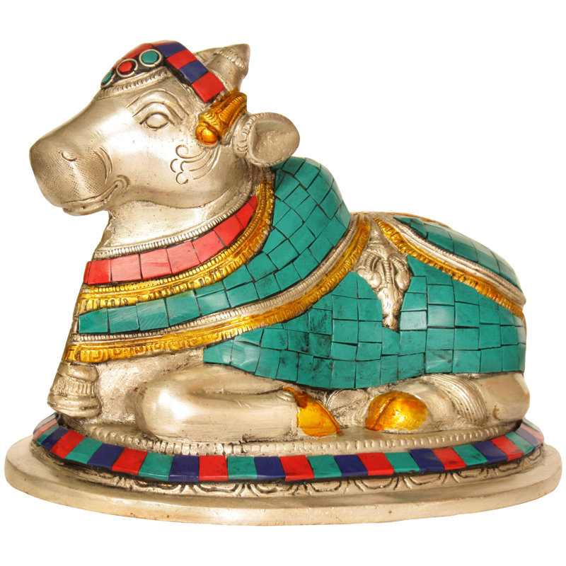 7 po Nandi - Le véhicule de Shiva (statue incrustée)