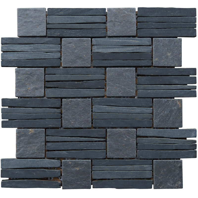 Landscape Wonder Black Slate Basketweave Mosaic Wall & Floor Tile
