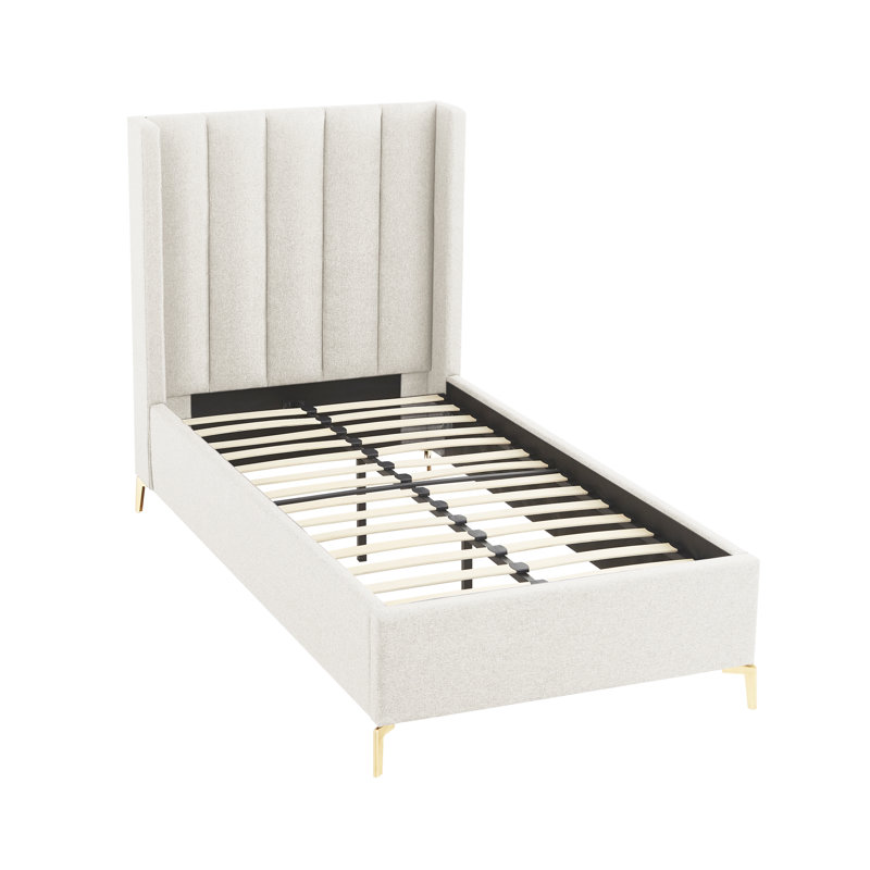 Lit plateforme Lomax, Double, Lin beige clair