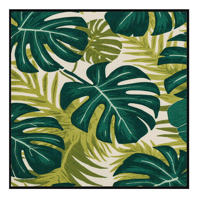  Tapis lavable hawaïen à feuilles Monstera, Carré 6 pi