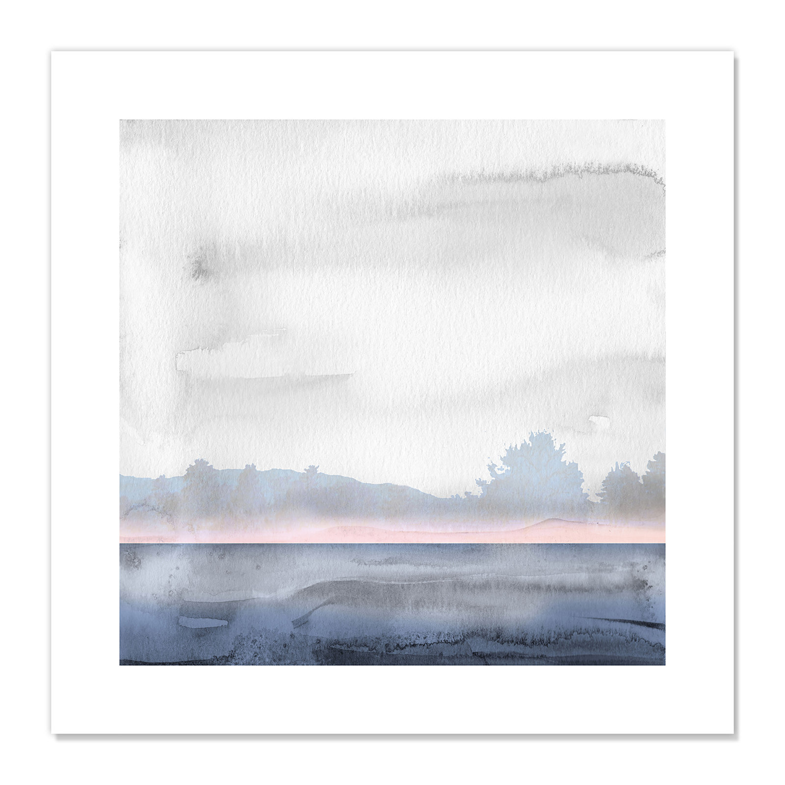 Rose Shores II - Painting, Print Paper, 20" H x 20" W x 0.1" D
