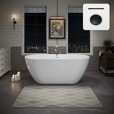 55" x 28" Freestanding Soaking Acrylic Bathtub
