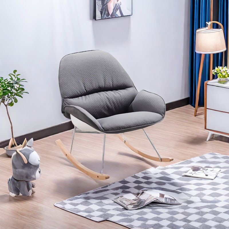 Chaise berçante moderne rembourrée, Gris foncé