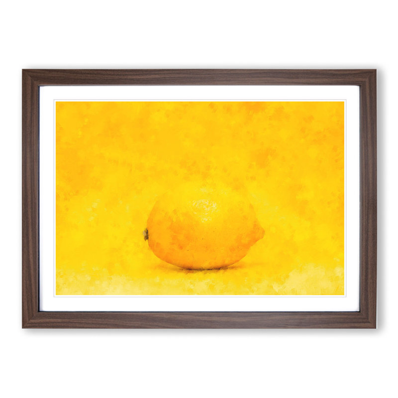 Lemon Yellow - Picture Frame Painting, 27cm H x 36cm W x 2cm D, Walnut Framed