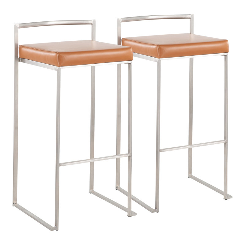 Tabouret de bar contemporain empilable, Brun