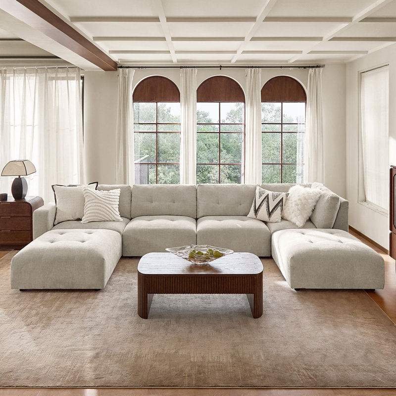 Esme 163" Modern Oversized Modular Sectional Sofa with Chenille Fabric and Memory Foam Cushions, Dove