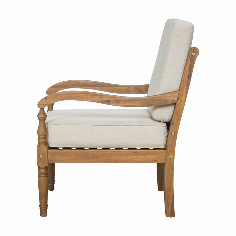 Chaise d'extérieur en acacia avec coussins, fauteuils club en bois