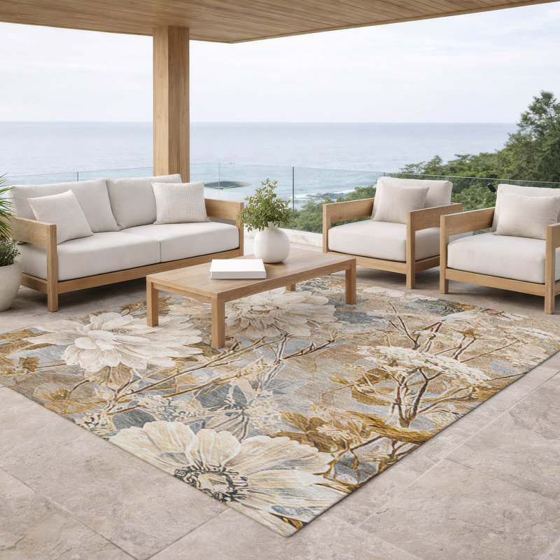 Machine Washable Indoor/Outdoor Chantille ACN2932 Floral Rug, 3' x 5'
