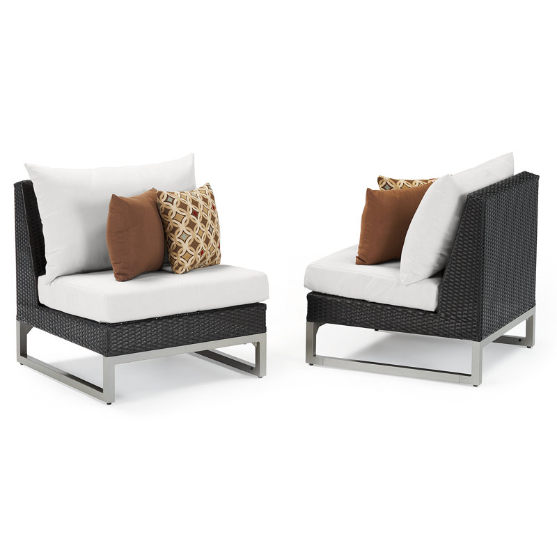 6 Piece Outdoor Sectioanl Seating Group, Centered Ink Stripe Sunbrella®, Brown
