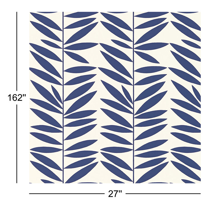 Leaf Stripe Wallpaper, Marine