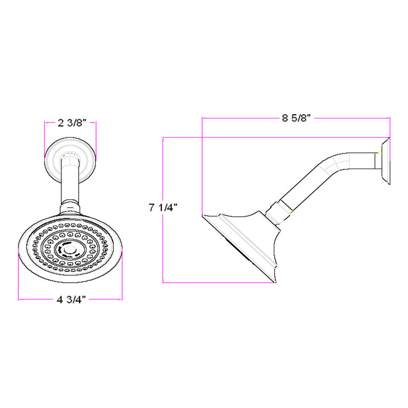 Eden Adjustable Shower Head, Satin Nickel