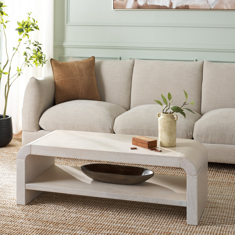 Atalanta 1-Shelf Coffee Table, Blanc délavé