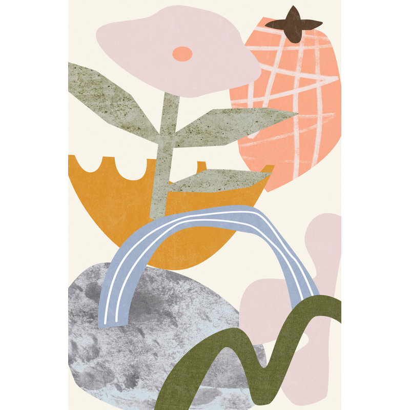 Lunar Flower VI by Melissa Wang - Painting, 30 cm H x 20 cm W, Black Floater Framed
