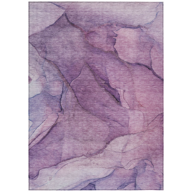 Tapis extérieur lavable abstrait lilas et lavande mauve 5 pi x 8 pi
