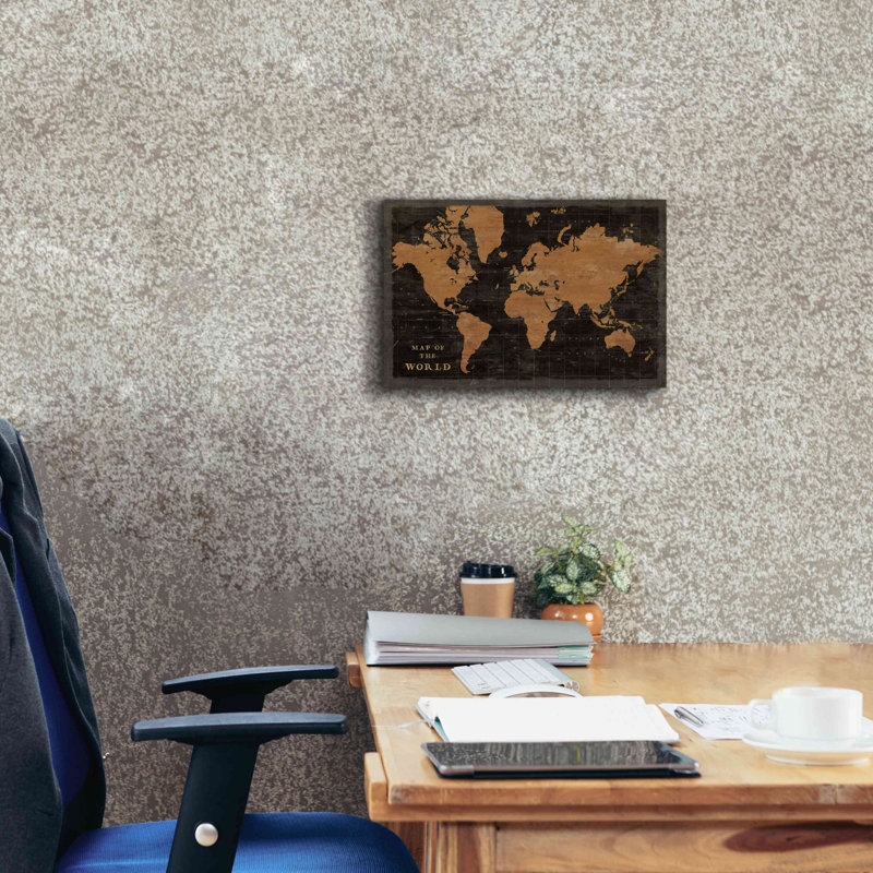 «World Map Industrial» par Sue Schlabach, estampe numérique sur toile, L 18 po x H 12 po