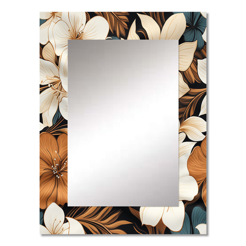 Sersic monochrome sérénité motif tropical - miroir mural décoratif tropical, miroir tropical, impression d'art en métal