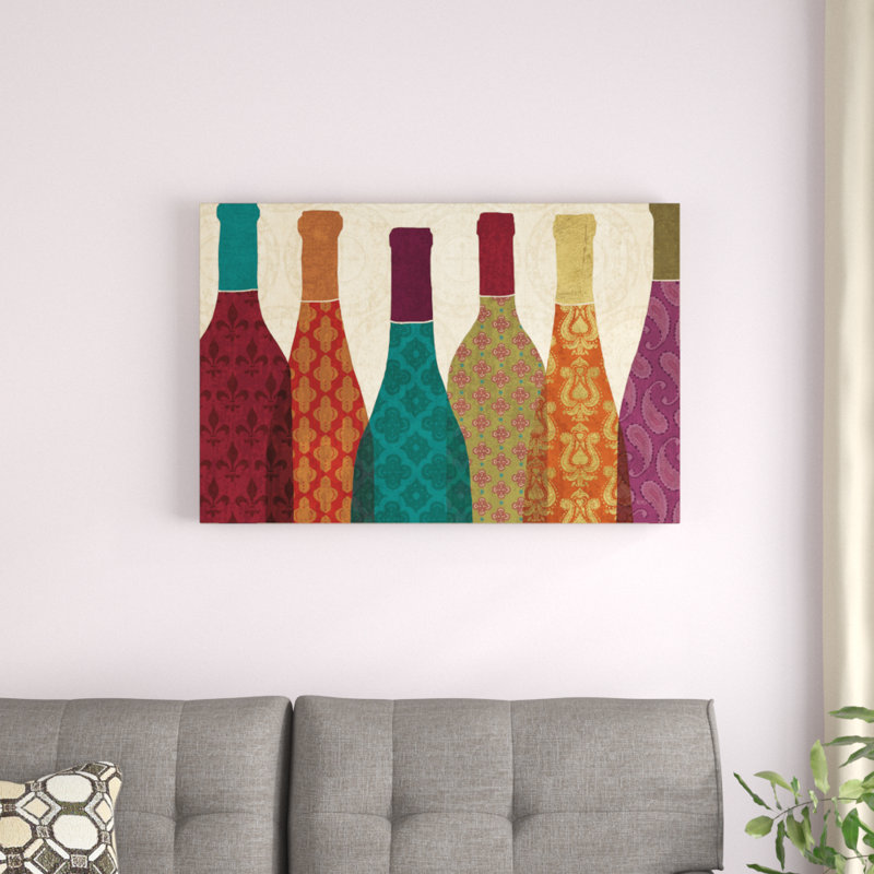 " Wine Collage I " by Veronique Charron, 24" H x 36" W