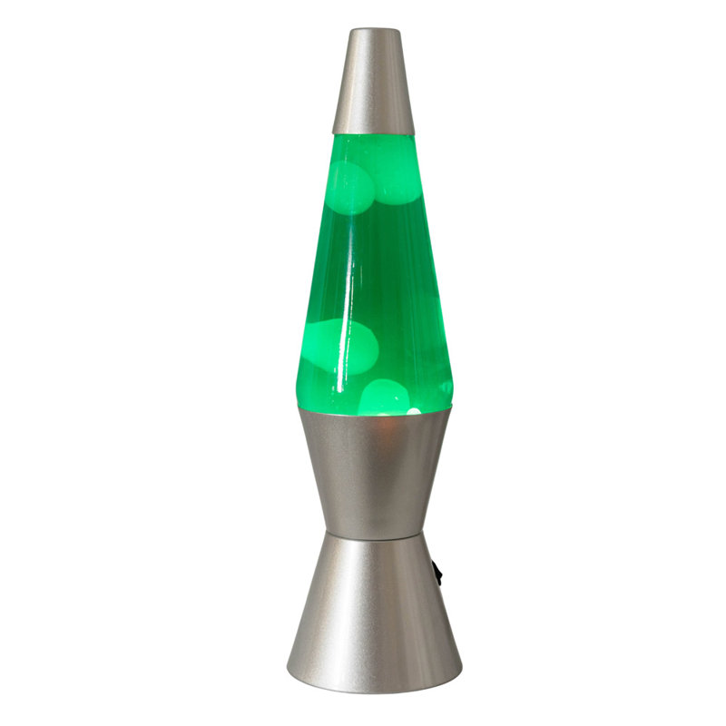 Razzo LED with Silver Base Retro Desk Table Light Lava Lamp, White/Green