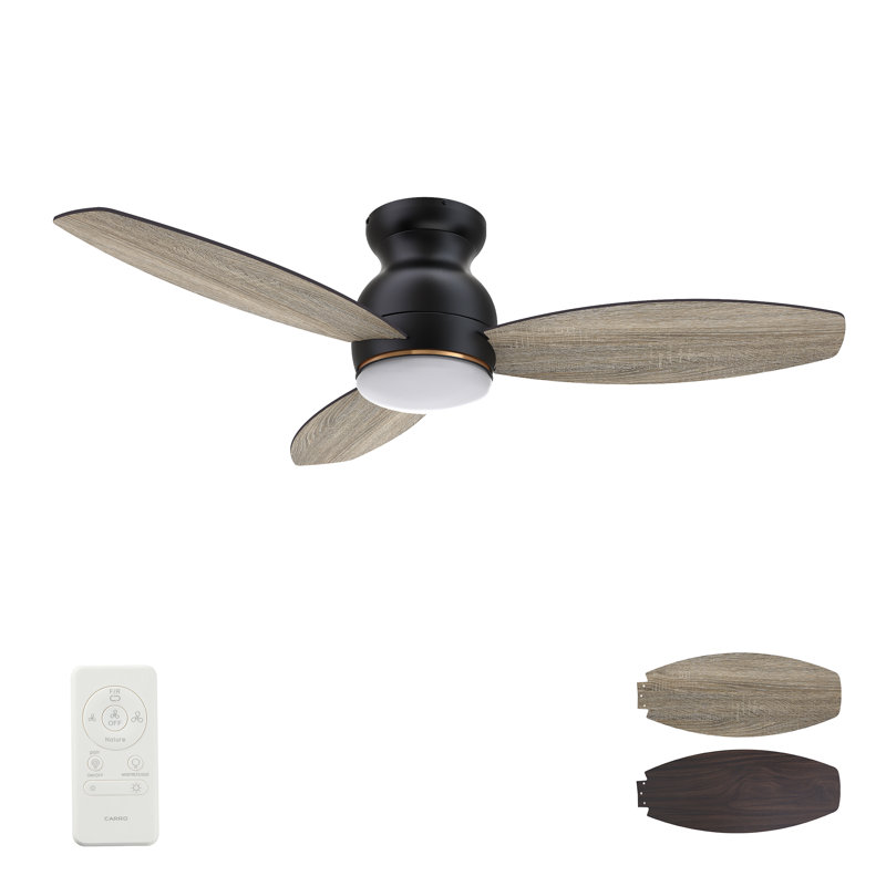  48" Ceiling Fan With Remote, Light Kit Included., Black/Wood 