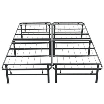  Folding Metal Bed Frame, 14 Inch Platform Mattress Foundation, 